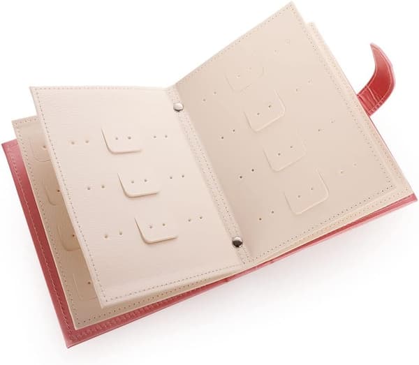 Øreringe Bog Organizer, Bærbar Øreringeholder Etui med Foldbart Bogdesign pink