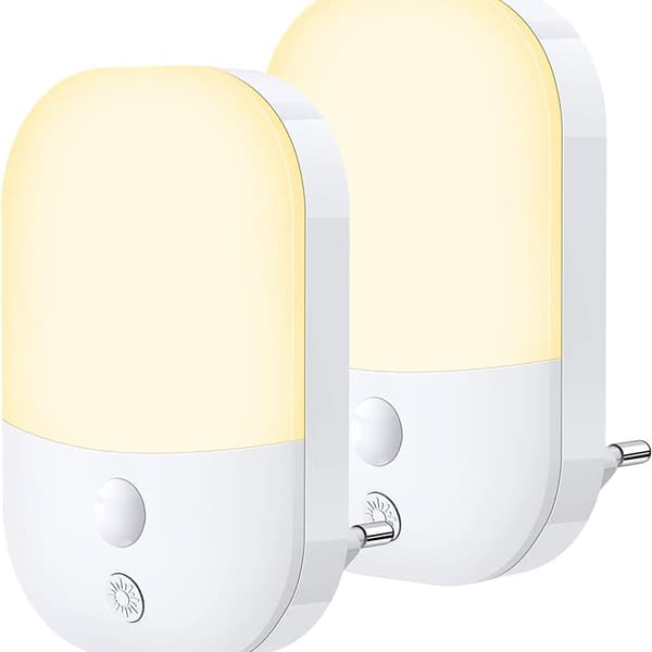 Vägglampa med skymningssensor för hall, trappor, sovrum, kök, 0,3W, 2-pack