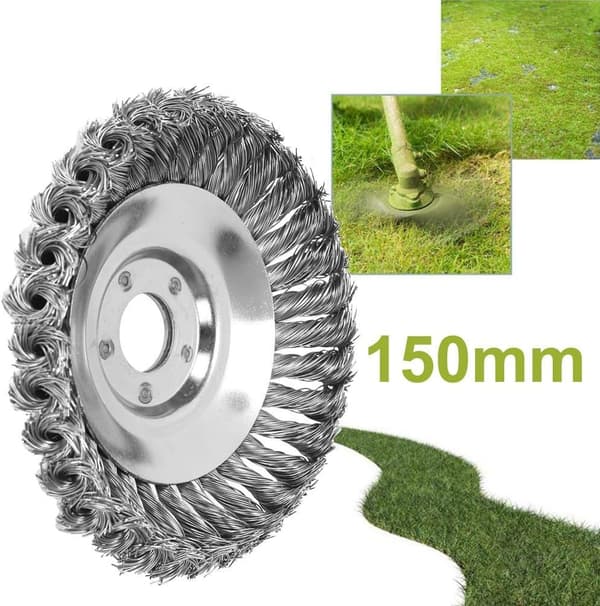 150mm Konisk Knyttet Ståltråd Gress Trimmer Kutterhode, Metall Gressklipper Ugressbrett for Børstekutterfeste