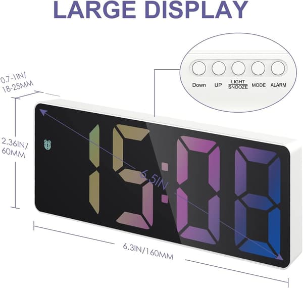 Digital väckarklocka, digital väckarklocka med LED-display, temperaturdatum, digital väckarklocka med snooze, USB/batteridriven