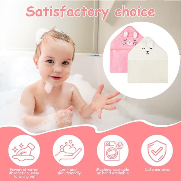 2-delt sæt: Meget absorberende babybadekåbe/svøb – 80 x 80 cm Premium Koralfleece