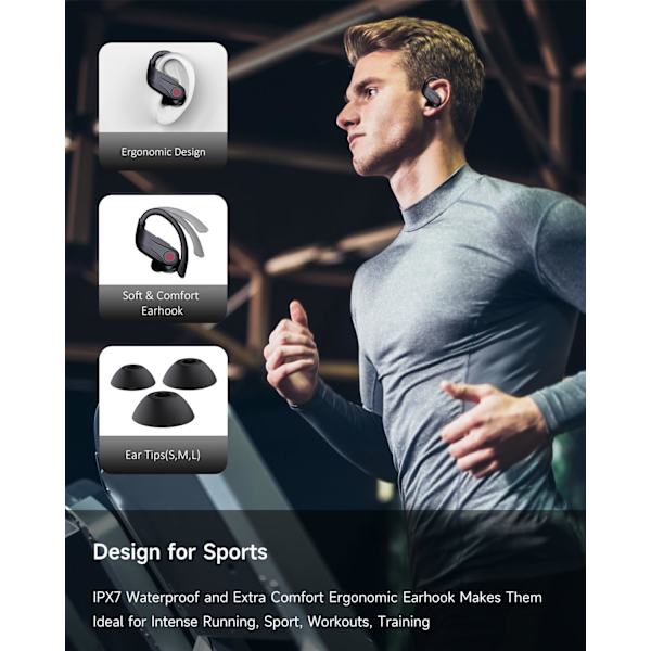 Langattomat kuulokkeet, Bluetooth 5.3, melua vaimentavat nappikuulokkeet latauskotelolla, IPX7 vedenkestävä, urheiluun, pyöräilyyn, pelaamiseen, musta
