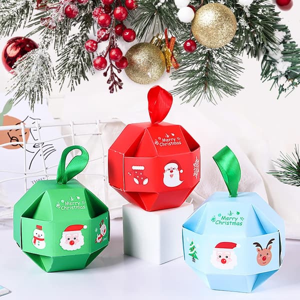 Julklappsaskar, 12 stycken julgodisaskar, pappersaskar för chokladkakor och julgranspresentinslagning