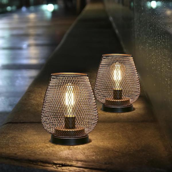 2 Metallihäkki Pöytävalaisimen Setti Paristokäyttöinen, Johdoton Korostusvalo LED Edison Tyylisellä Lampulla Makuuhuoneeseen Kotiin Häihin Juhliin