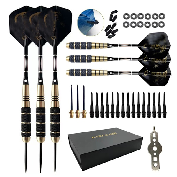 6-pack Professionella Stålspets-Darts - 3x 22g + 3x 24g Mässingstuber