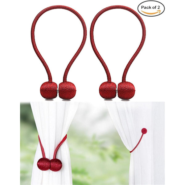 Magneettiset verhonpidikkeet, verhosoljet, sidontanauha, 2 kpl kotiin, toimistoon, koristeeksi Dark red