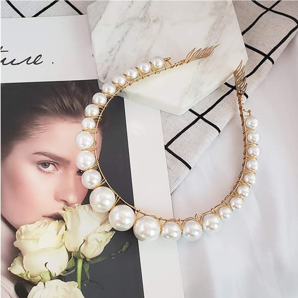 Perlehårbøyler for kvinner, elegante bling-hårbøyler hårnåler hodeplagg barrette hårtilbehør