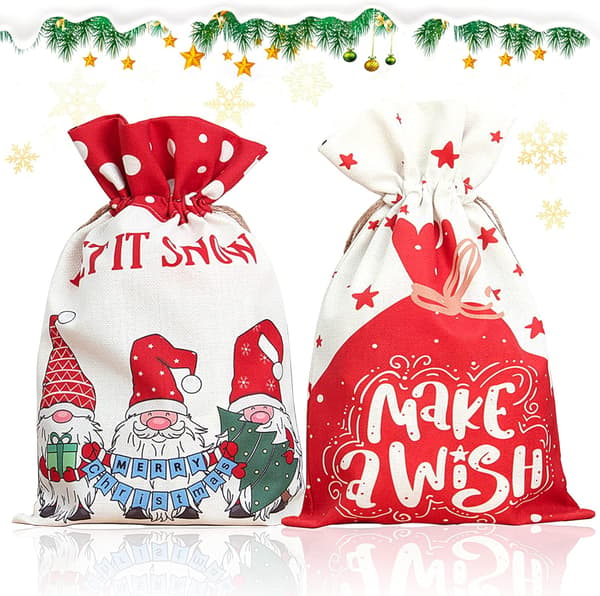 Stora julklappspåsar, 2-pack jultomtesäckar säckvävspåsar, julfesttillbehör