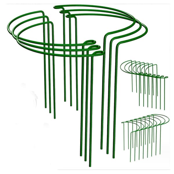 6-pack halvcirkelformade växtstöd för trädgården, blomstöd i metallbåge, sammankopplingsbara för att skapa trädgårdsgräns (25x40cm)