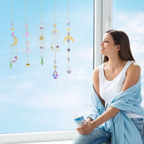 5 stk. Regnbue Prism Suncatcher, Solfangere Regnbue Suncatcher Krystal