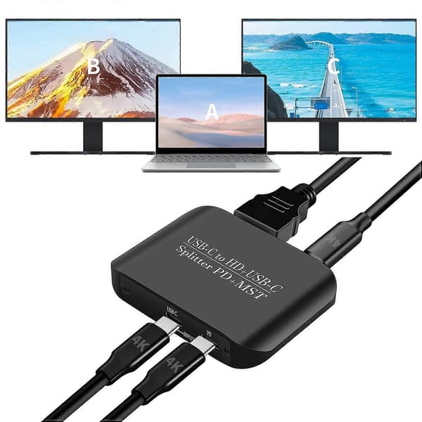 NK-E70 Typ-C till HD+Typ-C Splitter 4K 60Hz MST/SST Display Adapter Stöd PD-laddning