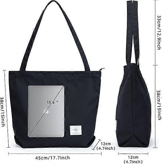 Canvas Tote Tasker til Kvinder med Lynlås, Afslappede Dame Totes med Indvendig Lomme, beige