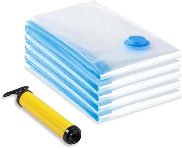Vakuumförvaringsväskor, 5-pack (60 x 80 cm) Återanvändbara klädväskor, Förvaringsöverdrag med manuell pump