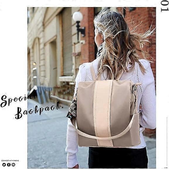 Ryggsäck Handväska för Kvinnor Mode Skolväska och Handväskor Axelväskor Nylon Stöldskyddsryggsäck, SVART