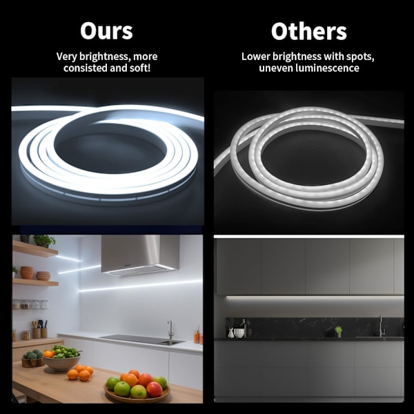Neon LED Strip Lys 5M, DC 12V Hvid 6000K LED Lys Strip Fleksibel Vandtæt IP67 LED Neon Reb Lys DIY Dekor