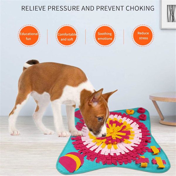 Snusemåtte til Hunde, Hundetræningsmåtter Hundepuslespil Legetøj Langsom Fodermåtte (70 * 70 cm) (Blå)