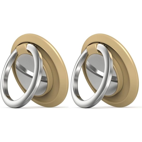 2 Stk. Mobiltelefon Ringholder, Magnetisk Fingerring Stand Bilholder Tilgængelig 360° Justerbar Mobiltelefon Løkke (Guld)