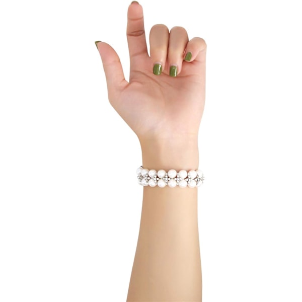 Perlearmbånd Kompatibelt med Apple Watch Rem Dame 38/40/41mm, Kunstig Elastisk Stretch Bling Diamant Smykker Armbånd Udskiftningsrem 38/40/41mm
