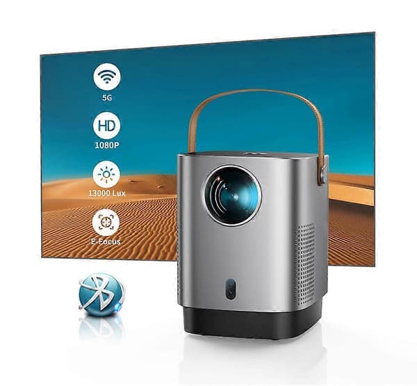 Mini Videoprojektor 1080P Fuld HD Understøttet WiFi 6 Bluetooth