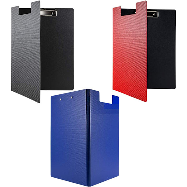 3-pack klämbord med lock, klämmapp A4 vikbara klämbord i plast