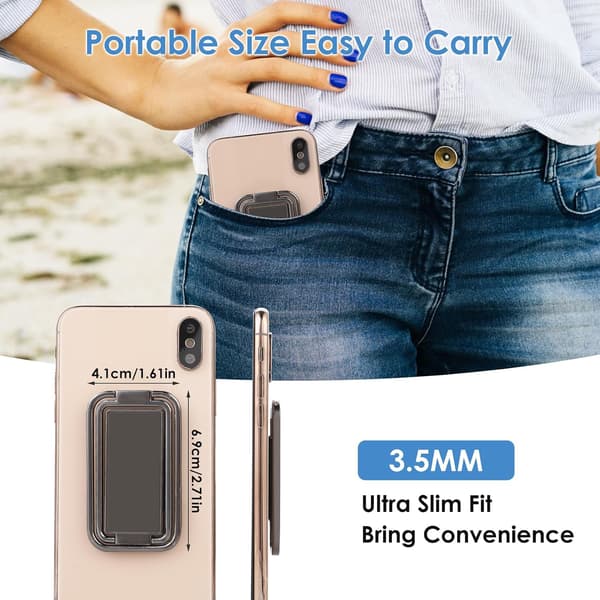 Mobiltelefon ringgrebsholder, mobiltelefonring, 360° roterende metaltilbehør, foldbar stander til