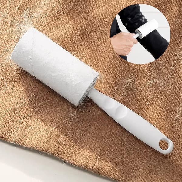 Fnullerulle 6 Refills Fuld 1 håndtag med 5 Ekstra Klæbrige Fnullerrulle Sæt til Tøj, Sofa, Seng og Tæppe
