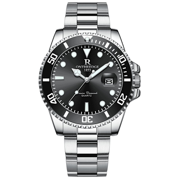 ONTHEEDGE Herrar Vattentät Analog Kvartsur med Datum Mode Casual Man Klocka, Svart Black