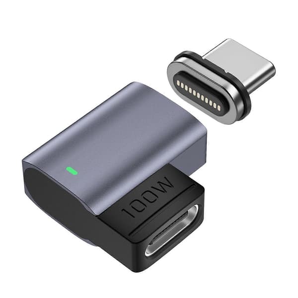 Magnetisk USB-C-adapter Vinklet Design 11-Pin Mini Type-C-adapter Støtter PD 100W 5A Hurtiglading