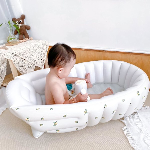Baby Bad Bärbar Uppblåsbar Pool Nyfödd Badrum Baby Badkar Bad Hopvikbar Simbassäng