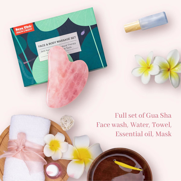 Rose Quartz Gua Sha, Naturlige Jade Ansigtsværktøjer til SPA Akupunktur, Pink Sten til Krop Ansigts Hals og Øje, Hudpleje Gave til Kvinde