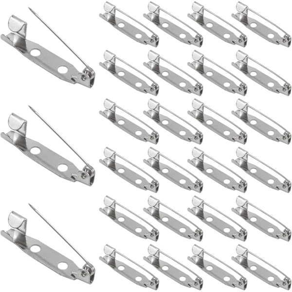50 STK Brosjenåler, Sikkerhetslås med bakre stangfeste, Brosjenåler Lås Sølv Sikkerhetsnåler for Corsager Boutineer Navnelapper Smykker DIY