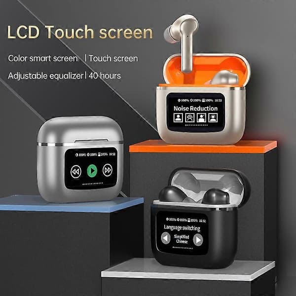 Typ C YW09 In-ear Bluetooth Hörlurar Sport Hörlurar med LCD Touch Screen Laddningsfodral