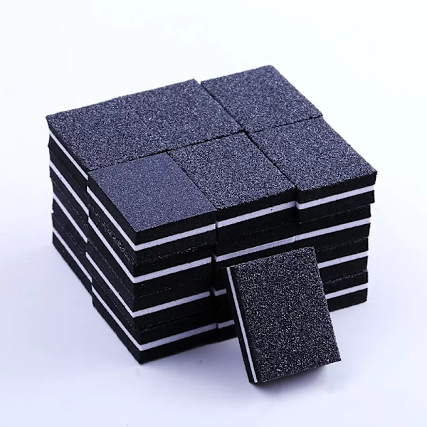 50 stk. Mini Neglebuffer, Neglebufferblokker for Naturlige, Gel & Akrylnegler, Dobbeltsidig Bufferblokk for Hjemme- og Salongbruk Black