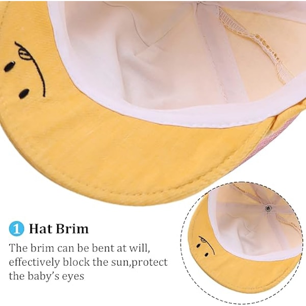 Summer Infant Baseballkeps Björnöron Småbarn Flickor Solhattar Vår Söt Bebismössa för Pojkar 6-24 Månader Yellow