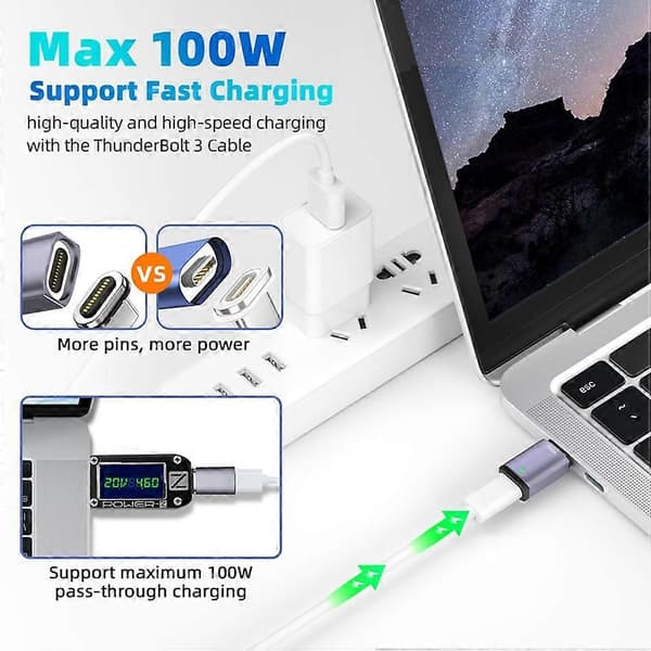 Rak Huvud 480Mbps Dataöverföring Typ-C Hane till Typ-C Hona Adapter PD 100W Snabbladdning USB-C