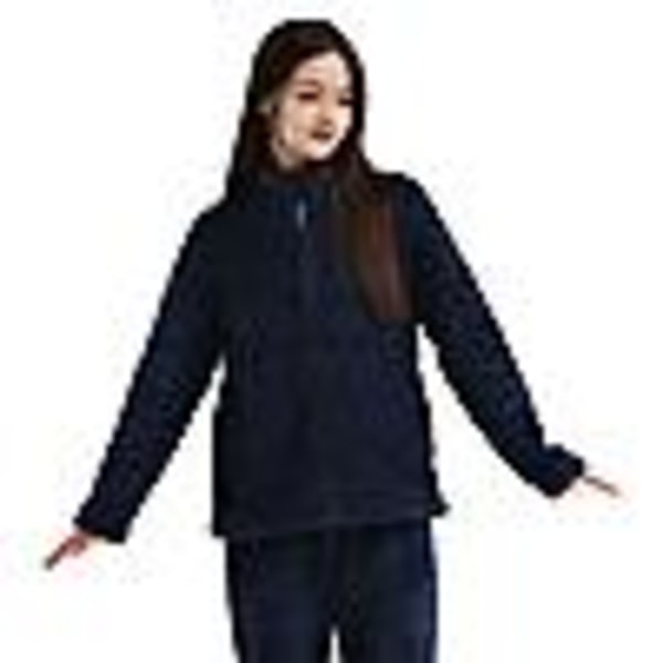 Myke pyjamaser for kvinner, sett med kvart glidelås, fleece, 2-delt Sherpa-pullover og bukser, fuzzy nattøy, marineblå S (80 catties - 110 catties)