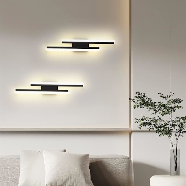 LED Indendørs Væglampe, 16W Væglampe Moderne 3 lysfarver, Lang Væglampe Akryl til Soveværelse, Stue, Gang