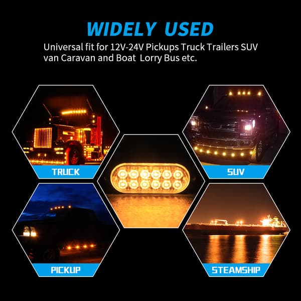 St LED Amber Stroboskop Bromsljus, 12V-24V 3000K LED Ljusramp Säkerhetsblinkfyr