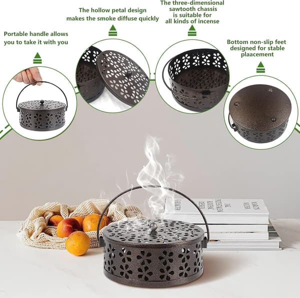 Set med 2 spiralformade myggspolehållare; lämplig för vardagsrum, sovrum och yogastudior