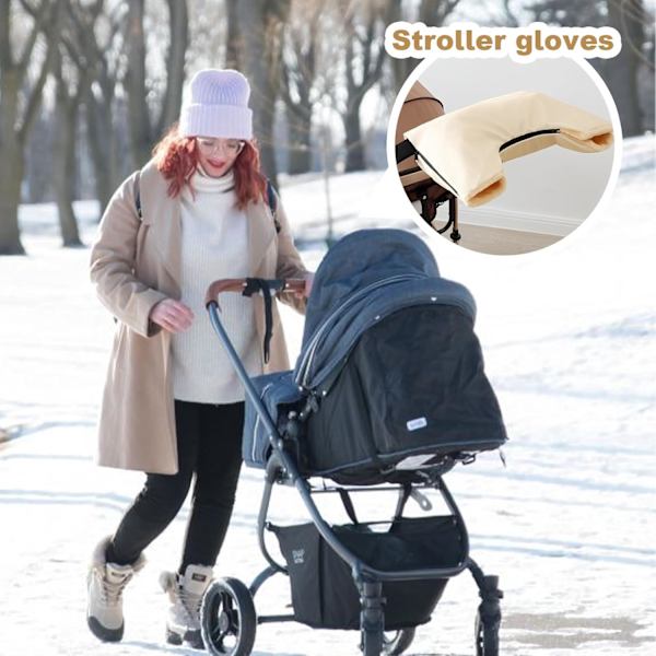 Vogn Fleece Håndmuffe | Vanntett Barnevogn Håndmuffe | Vindtett & Frostsikker Håndvarmer Fortykning Vinterhansker, Gul