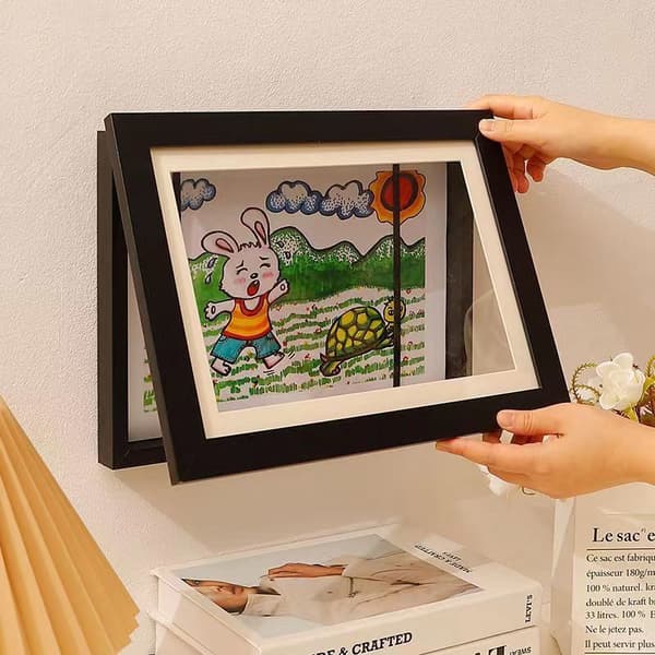 Frontöppnande ramar för barnteckningar, A4-storlek, Set med 2 displayramar, A4-storlek, 21,6 x 27,9 cm, Svart