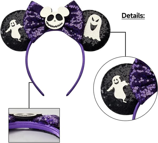 Halloween Paljett Hodebånd, Museører Hodebånd for Kvinner Jenter, Halloween Dekor Tilbehør Hodeplagg Hårpynt for Kostymefest Rollespill