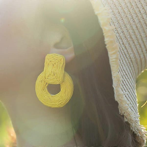 Statement Raffia Øreringe Søde Boho Øreringe Rattan Dingle Øreringe