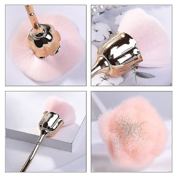 Nageldammborste Rosa Rosborste För Nagelrengöring Borste Löst Puder Rougeborste