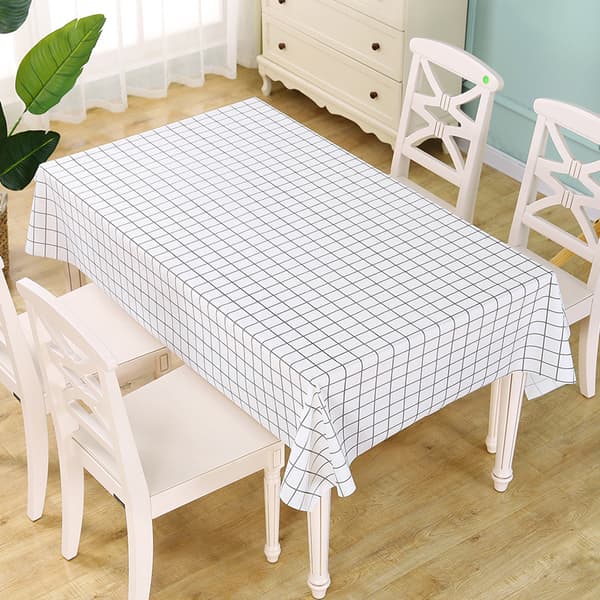 Rutig PVC-duk, 137 x 183 cm, vit, vattentät och oljefläcksresistent