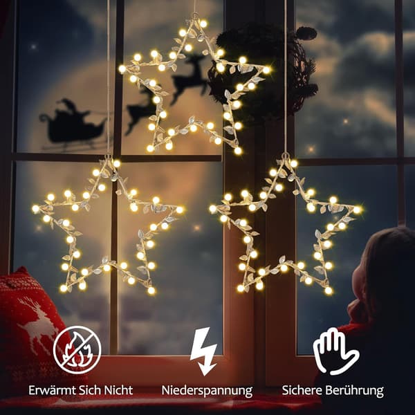 LED Stjernelys Vindusjul, 1 stk. 62 LED Lysdekorasjon Julekrans 8 Lysmoduser LED Vinduslys