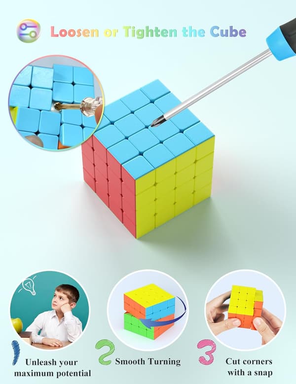 4X4 Speed Cube, Stickerless Magic Cube Let at Dreje og Glat Speedcube - Drejer Hurtigere End Originalen (4x4x4)