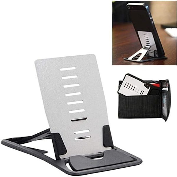 Bærbar lommeformat telefonholder skrivebordsfeste korttype justerbart mobiltelefonstativ solid aluminiumslegering mobiltelefonstativ