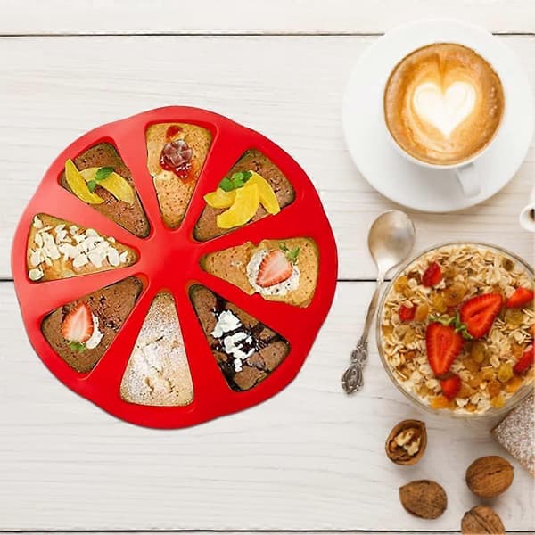 Silikone Bageforme Trekantet Kageform 8-hulrums Kageform Rund Chokolade Kage Cookie Form Pizza Stykker Form Non-stick Bageplade til Køkkenbagning
