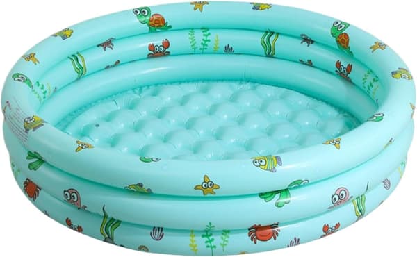 Uppblåsbar mönstrad pool, barnpool, portabel pool, utomhus- och trädgårdspool, mintgrön, 150 x 35 cm